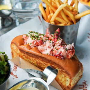 A lobster roll and fries. Original Lobster Roll Combo by Burger & Lobster, delivered islandwide in Singapore powered by Oddle.