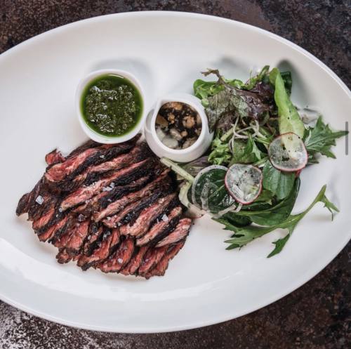 Wagyu Tenderloin steak with a side of chimichurri and fresh salad delivered islandwide in Singapore powered by Oddle