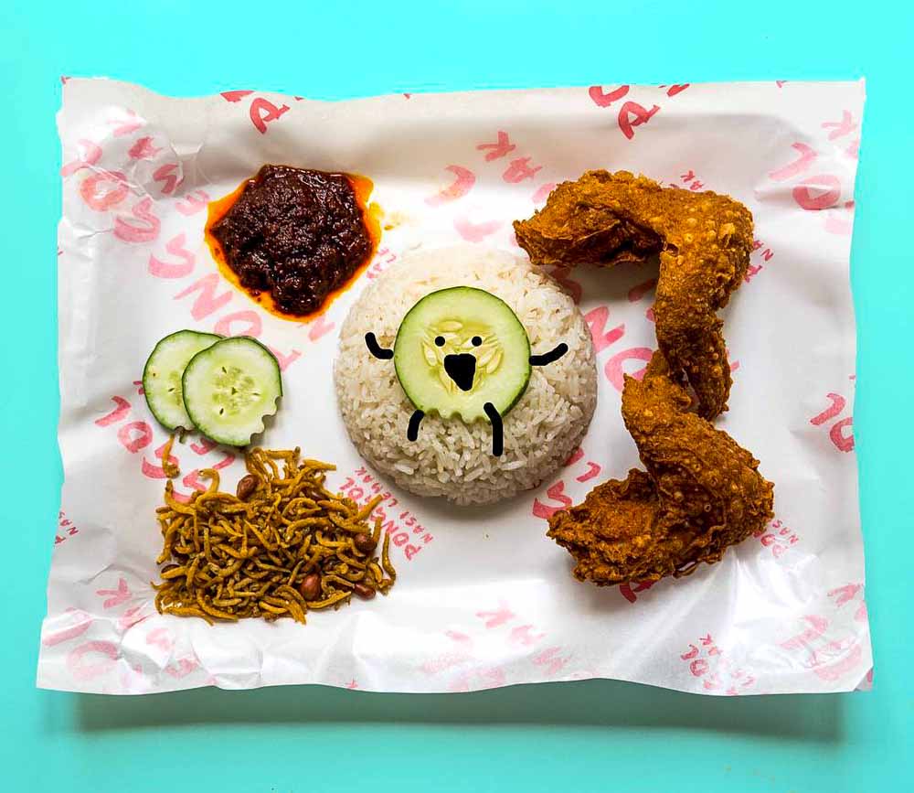 Set Menu 3 (Double Chicken Wing Set) from Punggol Nasi Lemak. Delivered islandwide in Singapore powered by Oddle.