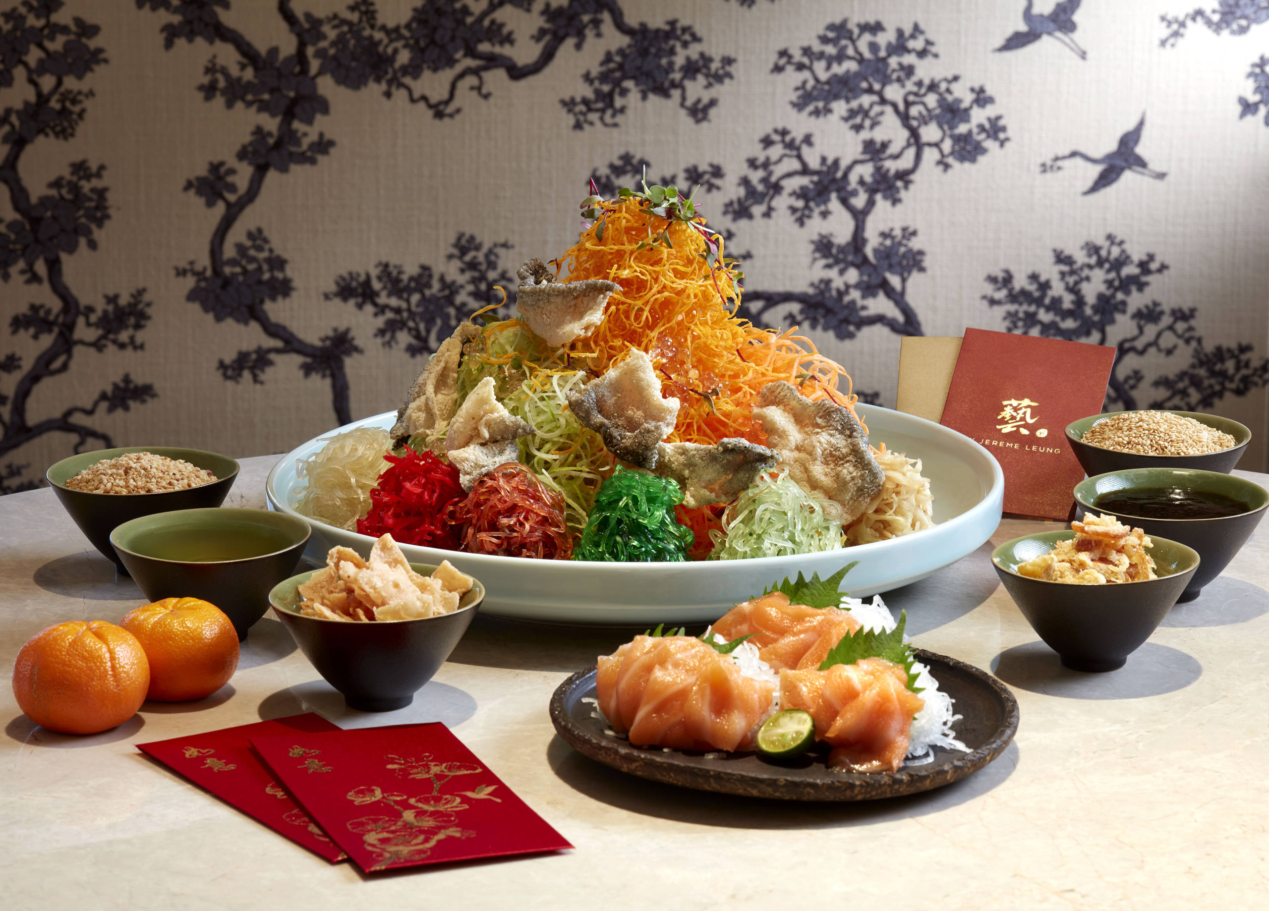 Fortune Yu Sheng with Salmon & Fish Skin Crackers from Raffles Hotel, delivered islandwide in Singapore powered by Oddle.