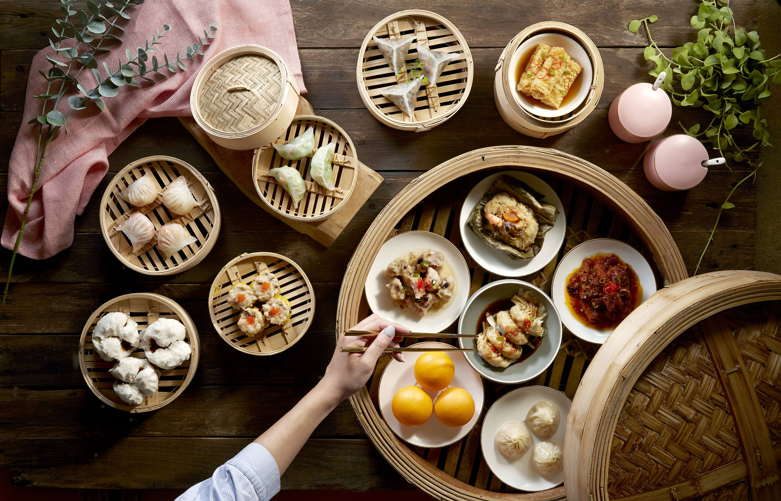 A flatlay of dishes from Crystal Jade Hong Kong Kitchen, delivered islandwide in Singapore powered by Oddle.