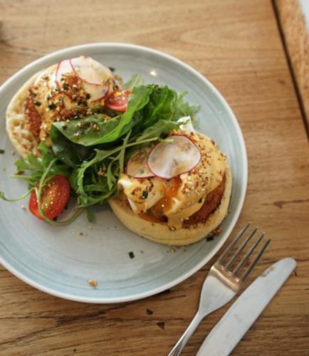 Crab Cake Benedict from Lola's Cafe, delivered islandwide in Singapore powered by Oddle. For Breakfast delivery and Brunch delivery Singapore.