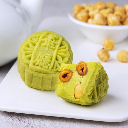 Wasabi with Roasted Hazelnuts Mooncake from Hua Ting delivered islandwide in Singapore, powered by Oddle.