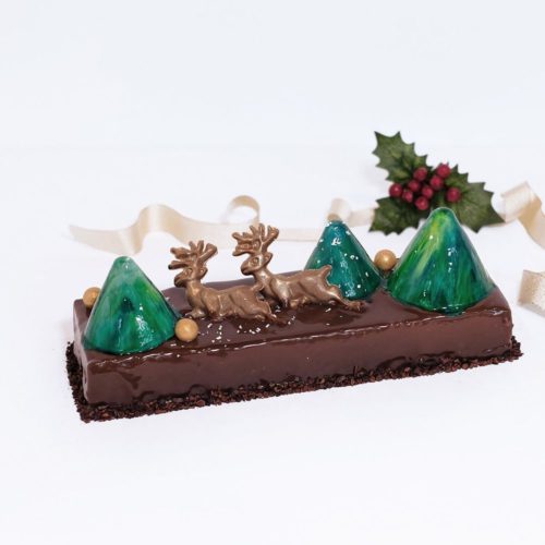 Christmas log cake - Aurora Chocolate Logcake, delivered islandwide in Singapore powered by Oddle