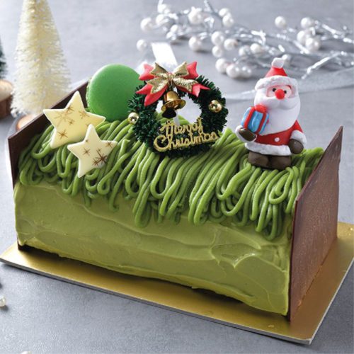 Christmas Log Cake - Matcha Azuki Bûche de Noël (Logcake), delivered islandwide in Singapore powered by Oddle